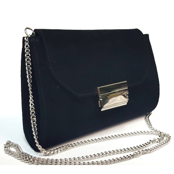 Black suede leather clutch