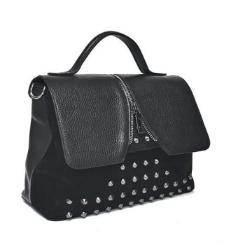 Black leather bag with zipper
