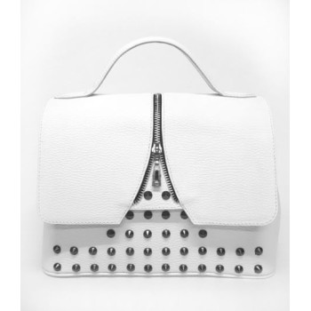 White leather bag with zipper