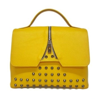 Yellow leather bag with zipper