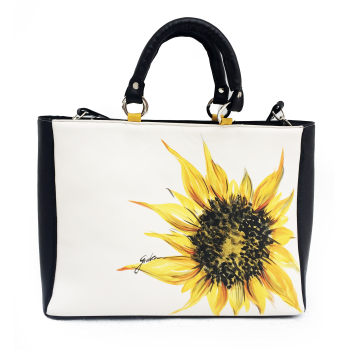 Leather bag painted sunflower